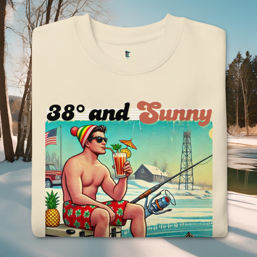 "38° and Sunny - We Call That Warm" Retro Minnesota Sweatshirt