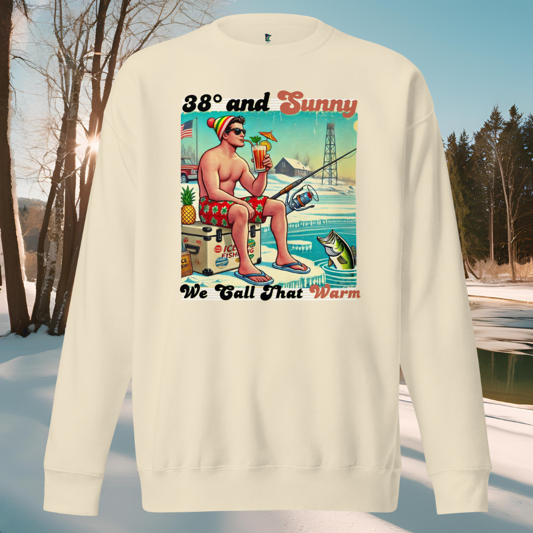 "38° and Sunny - We Call That Warm" Retro Minnesota Sweatshirt