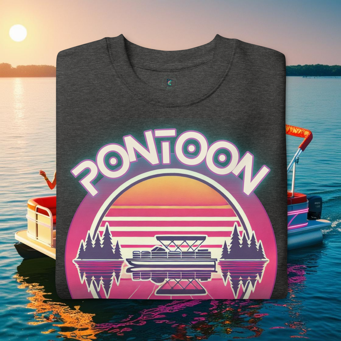 Pontoon Paradise Retro 80s Crewneck